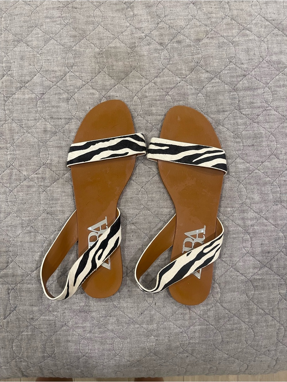 Zara Zebra-Print Slide Sandals - Brown & Black/White